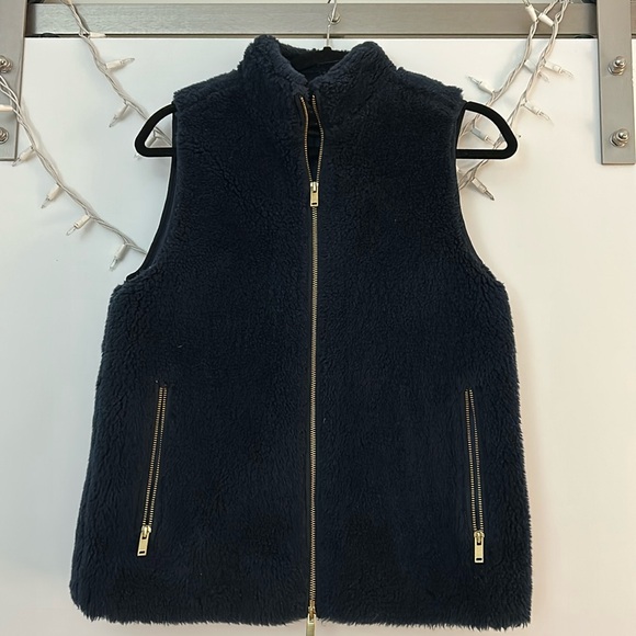 J. Crew Navy Fur Vest XS - Picture 1 of 4